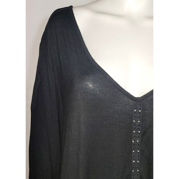 B.L.E.U. Women's Metal Accents Long Sleeve Black Blouse Size 26/28 - Picture 6 of 11